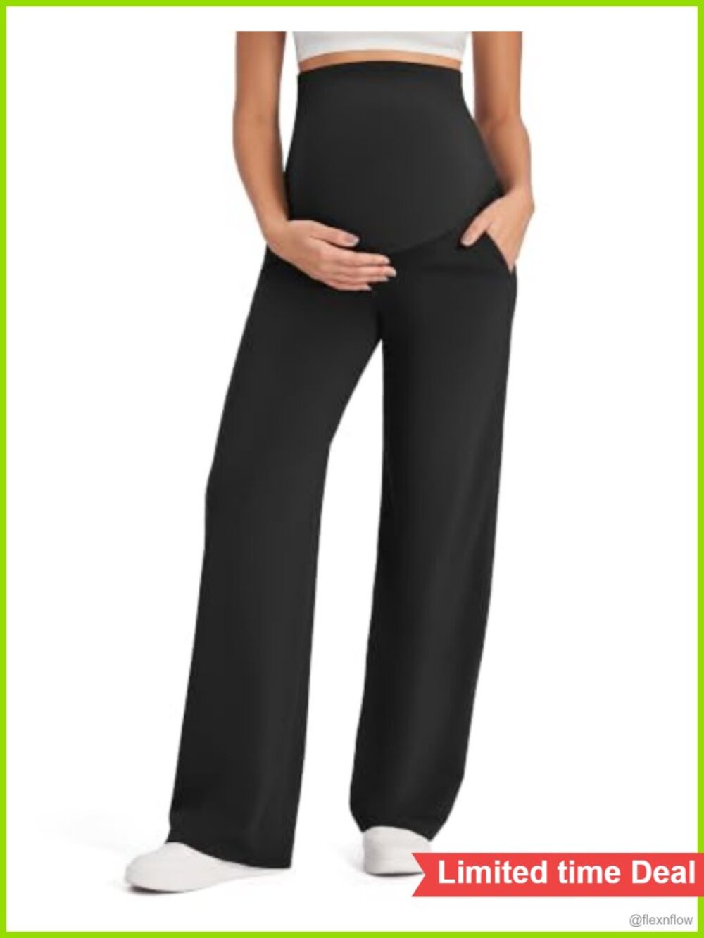 Maternity Work Pants Over the Belly 4-Way Stretch Yoga Trousers